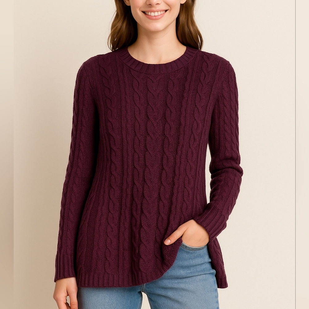 Jeanne Pierre 100% Cotton Cable Knit Sweater Women’s Size S  (Ref 8 )
